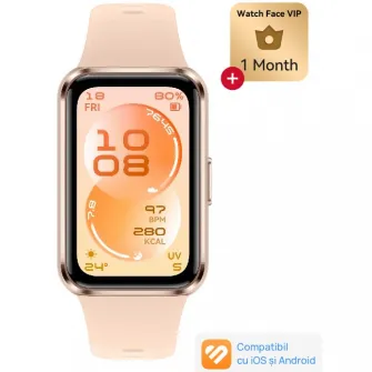 Bratara fitness HUAWEI Band 11, Android /iOS, Beige Aluminum Alloy Case with Beige Fluoroelastomer Strap + 1 Month Watch Face VIP