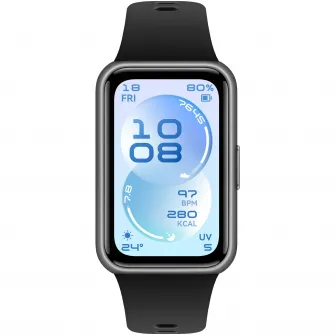 Bratara fitness HUAWEI Band 11, Android /iOS, Matte Black Durable Polymer Case with Black Fluoroelastomer Strap + 1 Month Watch Face VIP