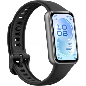 Bratara fitness HUAWEI Band 11, Android /iOS, Matte Black Durable Polymer Case with Black Fluoroelastomer Strap + 1 Month Watch Face VIP