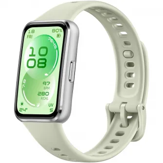 Bratara fitness HUAWEI Band 11, Android /iOS, Silver Aluminum Alloy Case with Green Fluoroelastomer Strap + 1 Month Watch Face VIP