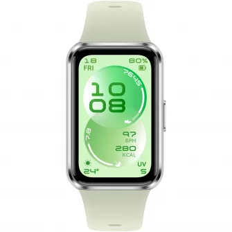 Bratara fitness HUAWEI Band 11, Android /iOS, Silver Aluminum Alloy Case with Green Fluoroelastomer Strap + 1 Month Watch Face VIP