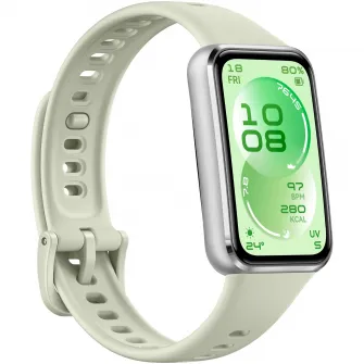Bratara fitness HUAWEI Band 11, Android /iOS, Silver Aluminum Alloy Case with Green Fluoroelastomer Strap + 1 Month Watch Face VIP