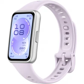 Bratara fitness HUAWEI Band 11, Android /iOS, Silver Durable Polymer Case with Purple Fluoroelastomer Strap + 1 Month Watch Face VIP