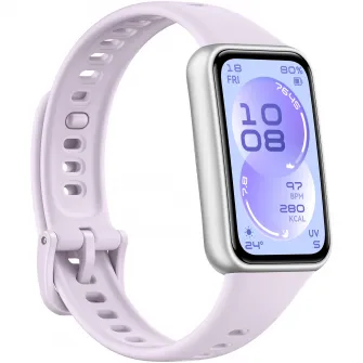Bratara fitness HUAWEI Band 11, Android /iOS, Silver Durable Polymer Case with Purple Fluoroelastomer Strap + 1 Month Watch Face VIP