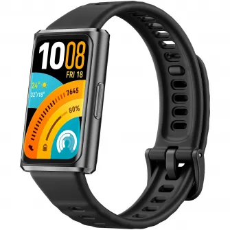 Bratara fitness HUAWEI Band 11 Pro, Android /iOS, Matte Black Aluminum Alloy Case with Black Fluoroelastomer Strap + 1 Month Watch Face VIP
