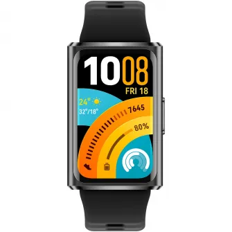 Bratara fitness HUAWEI Band 11 Pro, Android /iOS, Matte Black Aluminum Alloy Case with Black Fluoroelastomer Strap + 1 Month Watch Face VIP