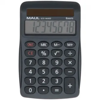 Calculator de birou Maul ECO MJ455, 8 digits, realizat din plastic reciclat, incarcare solara - gri