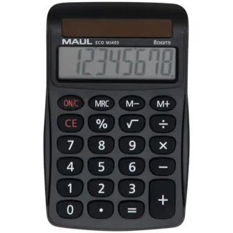 Calculator de birou Maul ECO MJ455, 8 digits, realizat din plastic reciclat, incarcare solara-negru