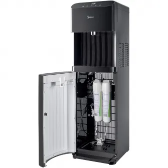 Dozator de apa Midea JL2240S-B, conectare la retea, filtre PAC & UF+C, racire 4L/h, rezervor apa rece 3.6L, incalzire 4 L/h, rezervor apa fierbinte 1L, putere incalzire 420W, putere racire 80W, interval temperatura apa 4-92