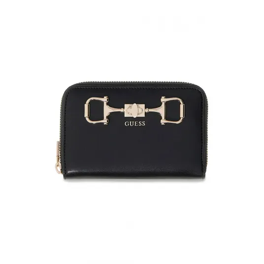 GUESS, Portofel cu logo Janie, Negru