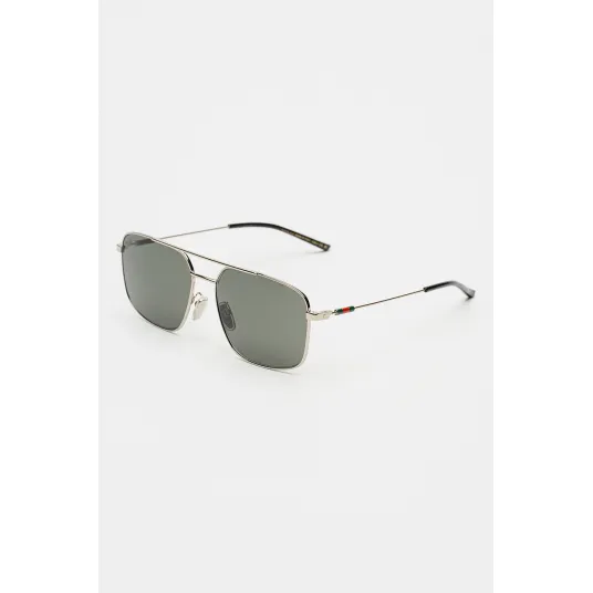 Gucci, Ochelari de soare cu rama metalica, Argintiu, 59-16-145