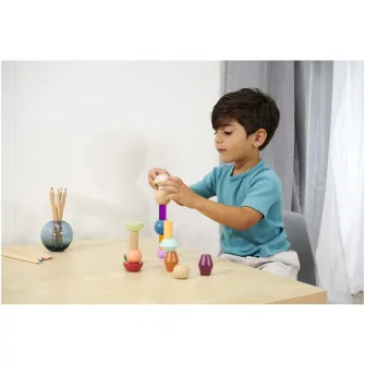 Jucarie din lemn Eichhorn Montessori - Blocuri geometrice stivuibile