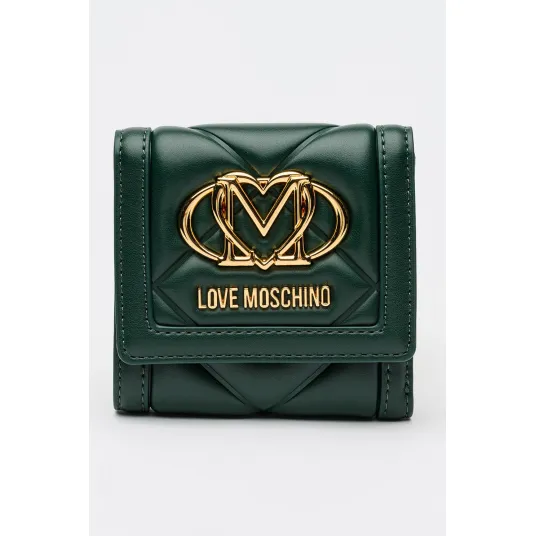 Love Moschino, Portofel pliabil de piele ecologica, Verde englez