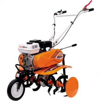 Motosapa pe benzina Ruris Bravo 10 Start, putere 7 CP, 208 CC, 4 timpi, 2 + 1 viteze, latime lucru 560 - 830 mm, adancime lucru 150 - 290 mm, contine: freze + roata transport fata