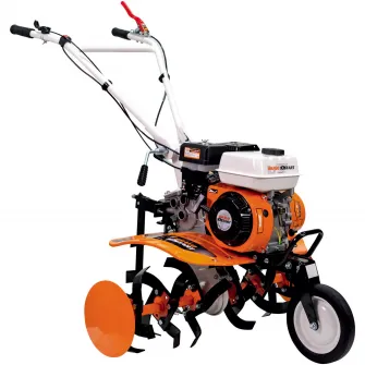 Motosapa pe benzina Ruris Bravo 10 Start, putere 7 CP, 208 CC, 4 timpi, 2 + 1 viteze, latime lucru 560 - 830 mm, adancime lucru 150 - 290 mm, contine: freze + roata transport fata