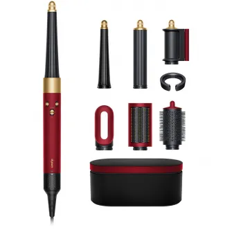 Ondulator multistyler Dyson HS08 Airwrap i.d.™, conexiune Bluetooth®, 3 trepte de viteza, 3 trepte de temperatura, Red Velvet / Gold