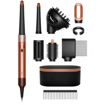 Ondulator multistyler Dyson HS08 Airwrap i.d.™, cu difuzor, conexiune Bluetooth®, 3 trepte de viteza, 3 trepte de temperatura, Amber silk / Pink champagne