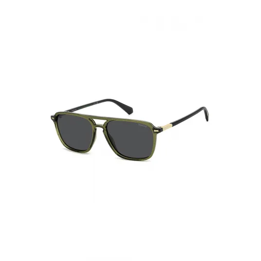 Polaroid, Ochelari de soare aviator, Negru, Verde masliniu, 57-16-145
