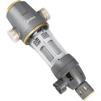 Prefiltru de apa de uz casnic Midea, debit: (3T/H), sita filtrare de 40 microni din otel inoxidabil 316, adaptor din cupru fara plumb