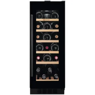 Racitor de vinuri incorporabil Electrolux EWS4020B5B, capacitate 20 sticle, raft lemn, control electronic, usa reversibila, clasa energetica G, Inaltime 82 cm, Sticla neagra