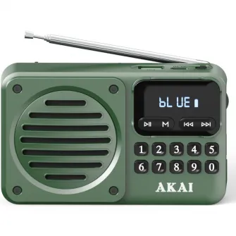 Radio portabil AKAI APR-300,FM, Bluetooth ,USB, Verde