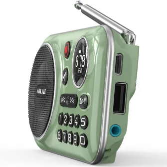 Radio portabil AKAI APR-500,FM, Bluetooth ,USB , Verde