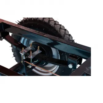 Remorca pentru motocultor Wolfson, capacitate 500 Kg, cuva basculabila, dimensiune cuva125 x 80 x 30 cm, frana pe tambur, suspensie pe foaie de arc