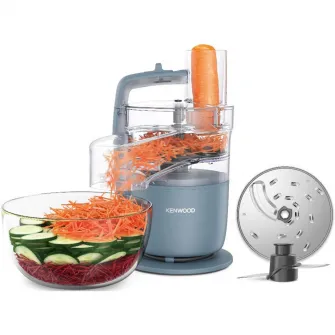 Robot de bucatarie compact KENWOOD MultiPro Go FDP23.140GY, 650W, vas 1.3L, 2 trepte viteza, functie 360 Express Serve pentru feliere/razuire nelimitata, albastru