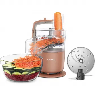 Robot de bucatarie compact KENWOOD MultiPro Go FDP23.140RD, 650W, vas 1.3L, 2 trepte viteza, functie 360 Express Serve pentru feliere/razuire nelimitata, portocaliu