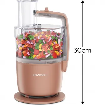 Robot de bucatarie compact KENWOOD MultiPro Go FDP23.140RD, 650W, vas 1.3L, 2 trepte viteza, functie 360 Express Serve pentru feliere/razuire nelimitata, portocaliu