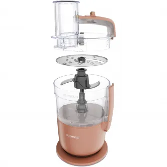 Robot de bucatarie compact KENWOOD MultiPro Go FDP23.140RD, 650W, vas 1.3L, 2 trepte viteza, functie 360 Express Serve pentru feliere/razuire nelimitata, portocaliu