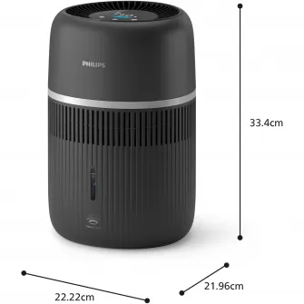 Umidificator de aer Philips HU4210/03 seria 4000, Umidificare igienica prin NanoCloud, Fara praf alb sau urme umede, pana la 44 m2 cu 300 ml/h, rezervor apa 3,5 l, Consum redus de energie, Aromaterapie, compatibil cu Air+, culoare: negru
