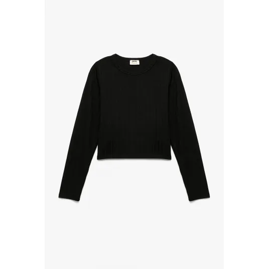 KOTON, Pulover cu decolteu la baza gatului si insertii stralucitoare, Negru, 110-116 CM