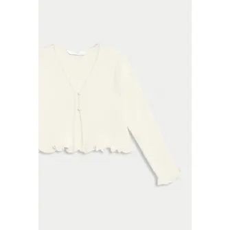 Marks & Spencer, Cardigan cu terminatii valurite, Galben pal, 104-110 CM
