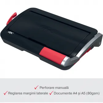 Masina de indosariat GBC CombBind CB12, manuala, cu spire din plastic, A4, 12/165 coli, negru-argintiu