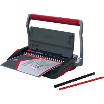Masina de indosariat GBC CombBind CB15, manuala, cu spire din plastic, A4, 15/165 coli, negru-argintiu