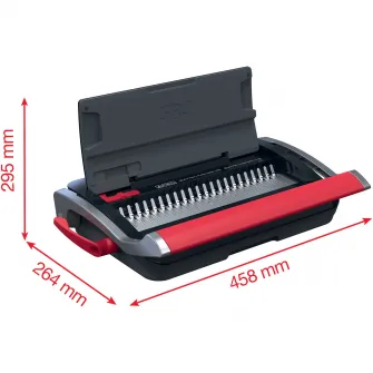 Masina de indosariat GBC CombBind CB15, manuala, cu spire din plastic, A4, 15/165 coli, negru-argintiu
