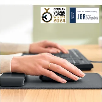Mouse pad Leitz Ergo, cu suport ergonomic pentru incheietura mainii, ajustabil, gri-carbune