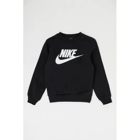 Nike, Bluza de trening cu model logo Club, Alb, Negru, 128-137 CM