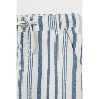OVS, Set de pantaloni scurti si camasa din bumbac si in, Alb, Bleumarin, 80 CM