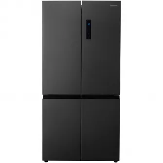 Side by side multidoor Heinner HSBS-HM600MDNFDXE++, No frost, 600l, clasa E, compresor dual inverter, display touch, tehnologie inoxcool, compartiment convertibil frigider/congelator (-20℃~5℃), super freezing, inox negru