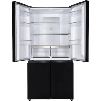 Side by side multidoor Heinner HSBS-HM600MDNFDXE++, No frost, 600l, clasa E, compresor dual inverter, display touch, tehnologie inoxcool, compartiment convertibil frigider/congelator (-20℃~5℃), super freezing, inox negru