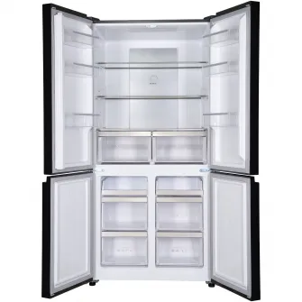 Side by side multidoor Heinner HSBS-HM600MDNFDXE++, No frost, 600l, clasa E, compresor dual inverter, display touch, tehnologie inoxcool, compartiment convertibil frigider/congelator (-20℃~5℃), super freezing, inox negru