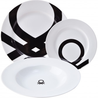 Serviciu de masa 18 piese Benetton Black&White, portela