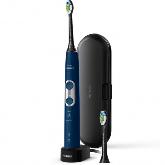 Periuta electrica sonica Philips Sonicare ProtectiveClean 6100 HX6871/47, 62000 miscari/minut, 3 moduri de curatare, 3 intensitati, senzor presiune, functie BrushSync, 2 capete de periere, toc de transport, Albastru marin