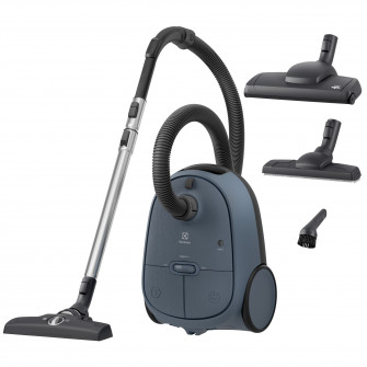 Aspirator cu sac ELECTROLUX Seria 600 EB61C4DB, max 850 W, eficienta filtrare 99,99%, perie multisuprafete, perie parchet, perie Turbo, duza 3-in-1, 73 dB, albastru denim