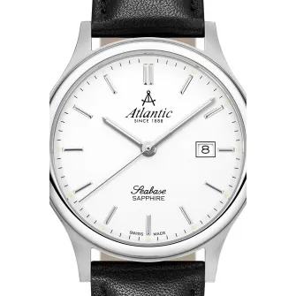 Atlantic, Ceas analog cu o curea de piele, Negru