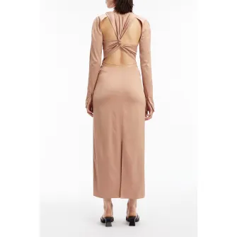 CALVIN KLEIN, Rochie midi cu detaliu rasucit, Maro nisip, 44