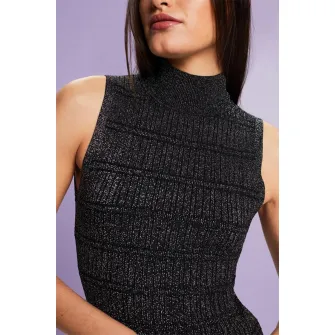 Esprit, Pulover slim fit fara maneci, Negru, S