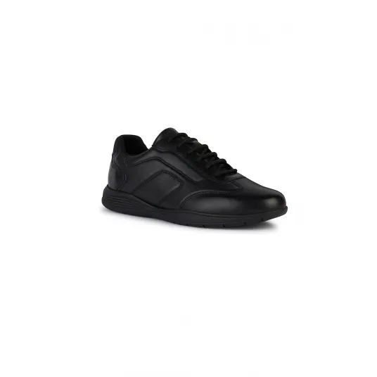 Geox, Pantofi sport low-cut din piele cu segmente din material sintetic, Negru, 44